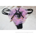 # 3982 2016 New Arrival Pink Strim Black Lace Sexy Women's G String Panty